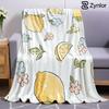 Zitronenblumen-Streifen Ultraweiche Sherpa-Fleece-Decke Flauschig Warm Halloween Gemütliche Überwurfdecke für Sofa Couch Schlafzimmer Geschenk Ganzjahres