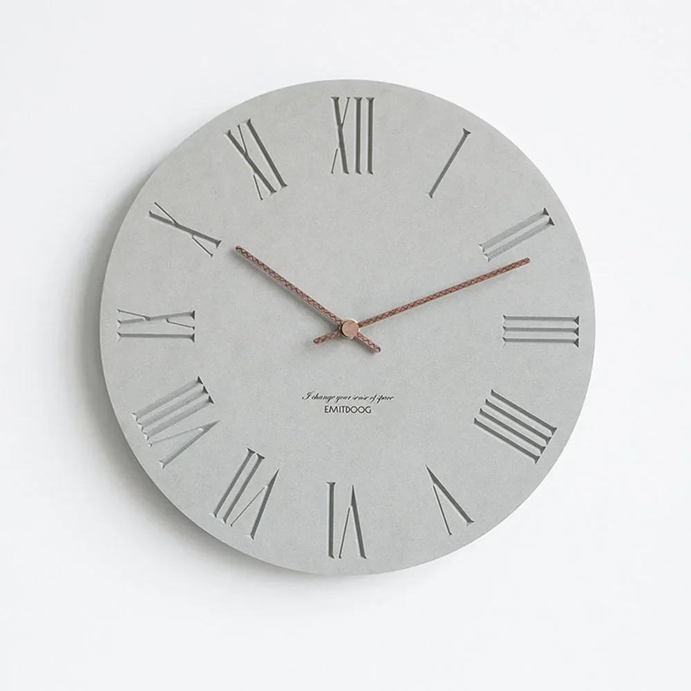 12 Inch Nordic Wall Clock Modern Creative Clock Minimalist Living Room Hanging Clock Bedside Mute Wood Home Decor E6G8G8
