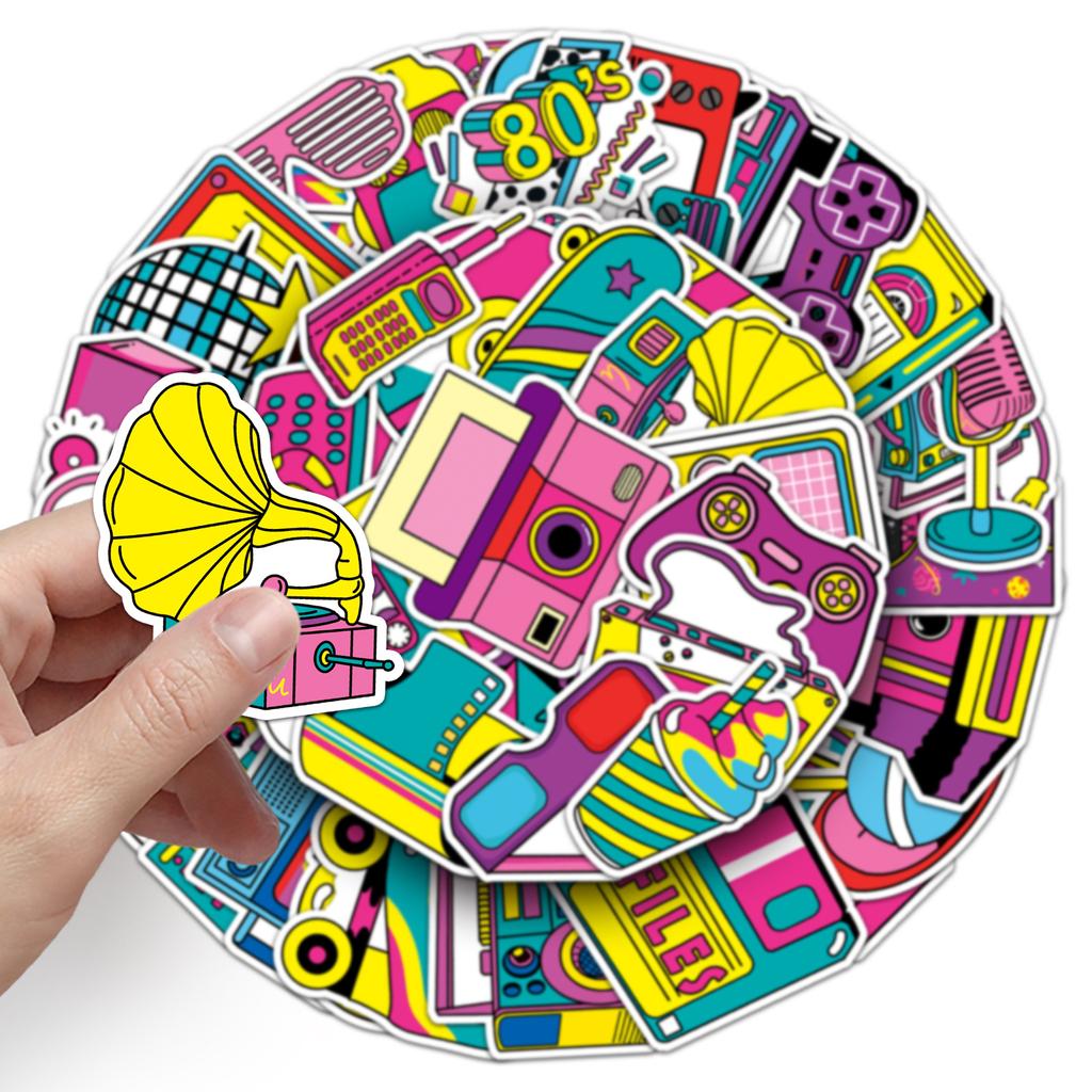 50 Retro 80s Graffiti Stickers Personalized Creative Decorative Mobile Phone Case Water Cup Suitcase Stickers