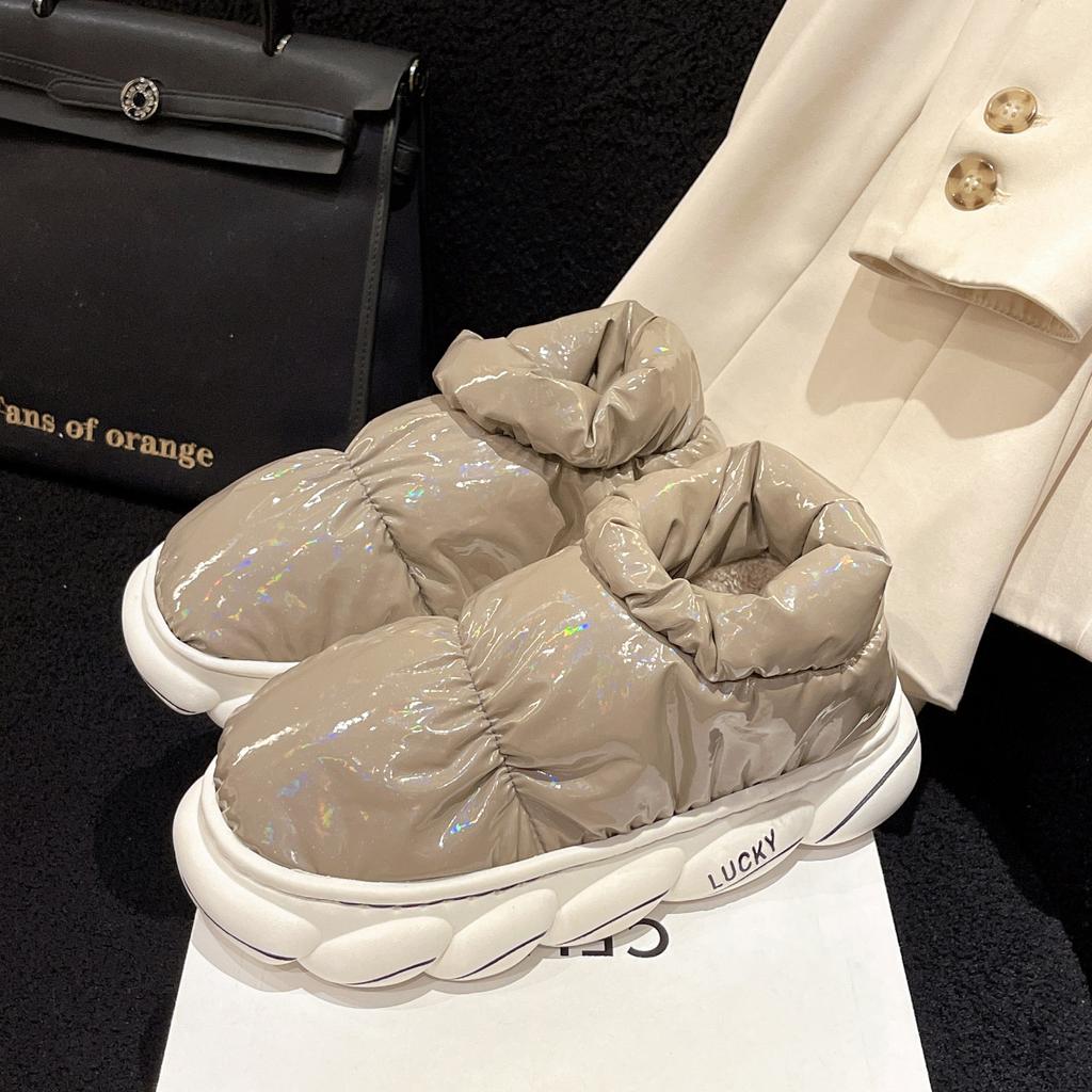 Dámské zimní kožíškem podšité teplé sněhule Nazouvací Ležérní Fleecové podšité kotníkové boty Vodotěsné svrchní boty Sálové vysoké boty pro ženy