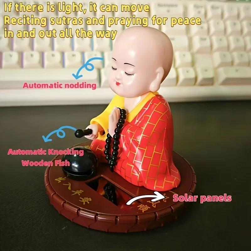 1pc Solar Powered Little Monk Car Accessories, Car Shaking Little Monk Car Interior Accessories, Toy Accessories