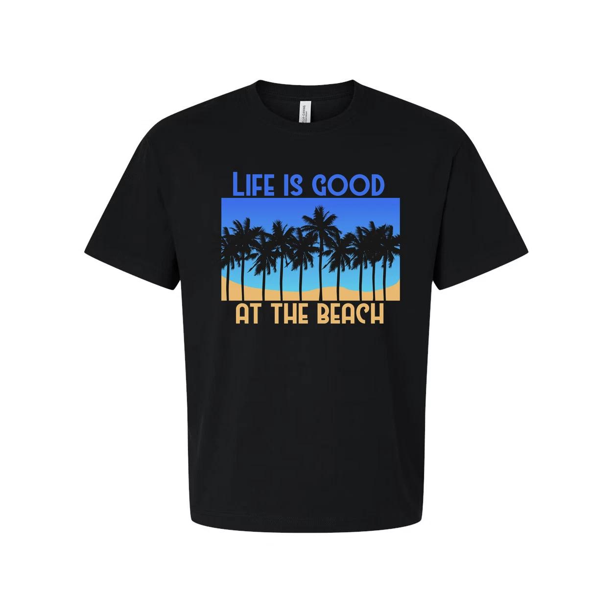 Life Is Good At The Beach Palm Tree Graphic Tee Unisex Casual Everyday Wear For M