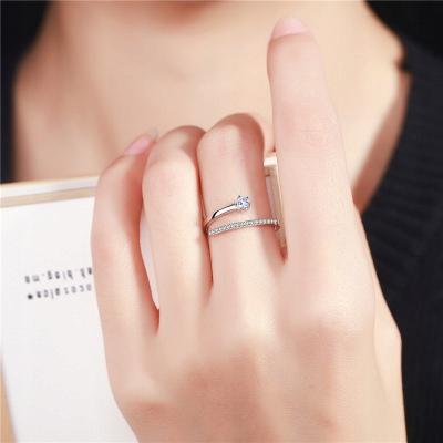 Silver Women's Adjustable Ring Universal Crystals Engagement