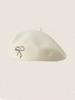 Berretto Stile Francese Donna Fiocco di Perle Cappello di Lana Monocolore