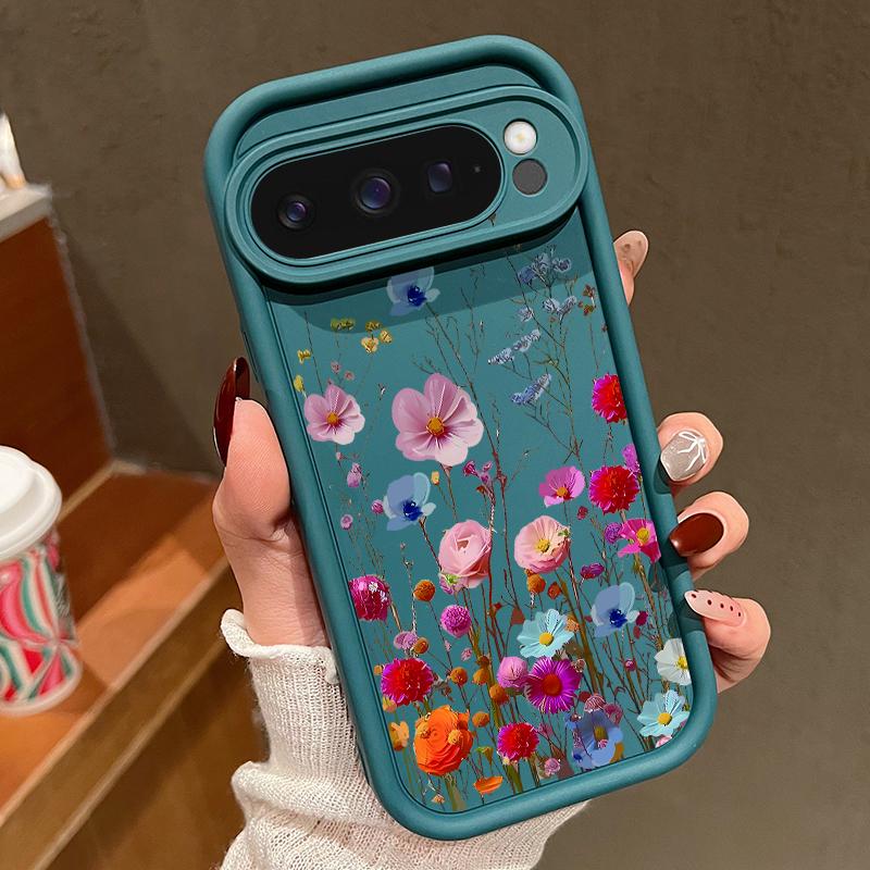 Vivid Flower Pattern Soft Matte Phone Case For Google Pixel 9 Pro XL 8 Pro 8A Rose Floral Print Shockproof Lens Protection TPU Bumper Cover