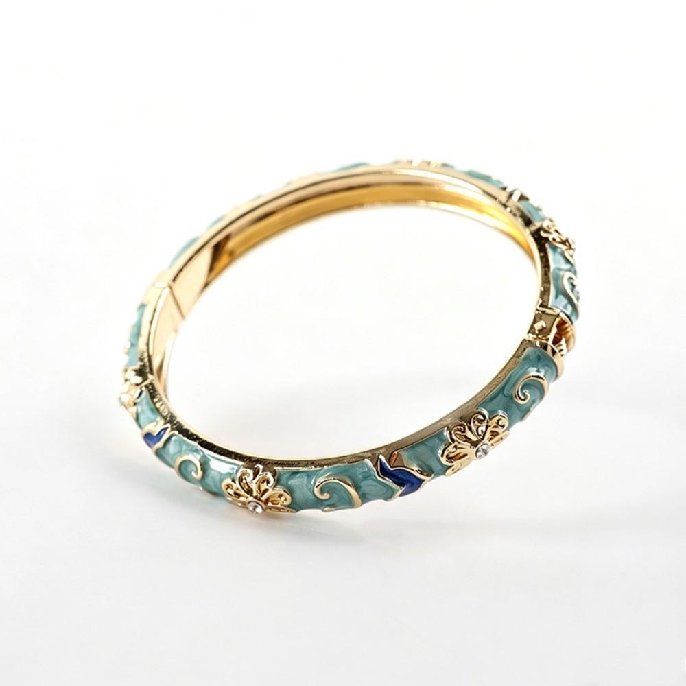 Colorful Vintage Cloisonne Bangle Traditional Women's Hand Bracelet Fashion Flower Bangle Girls