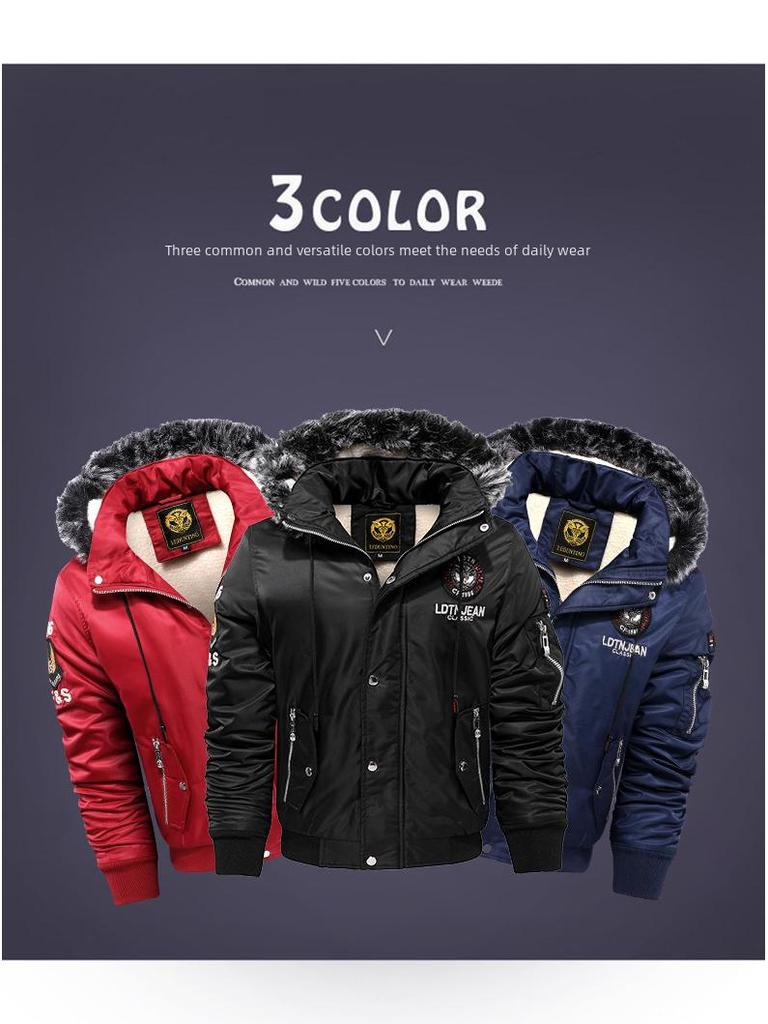 Men's Winter Hooded Cotton Coat with Faux Lambskin – Trendy European & American Casual Jacket