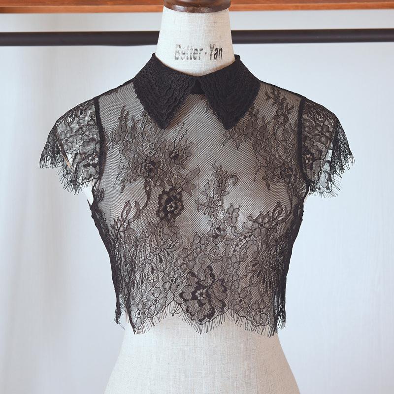 Elegant Black Fake Collar Lace Elegant Women Fake Half Shirt Detachable White False Collars Woman Neckwear Clothing Accessories