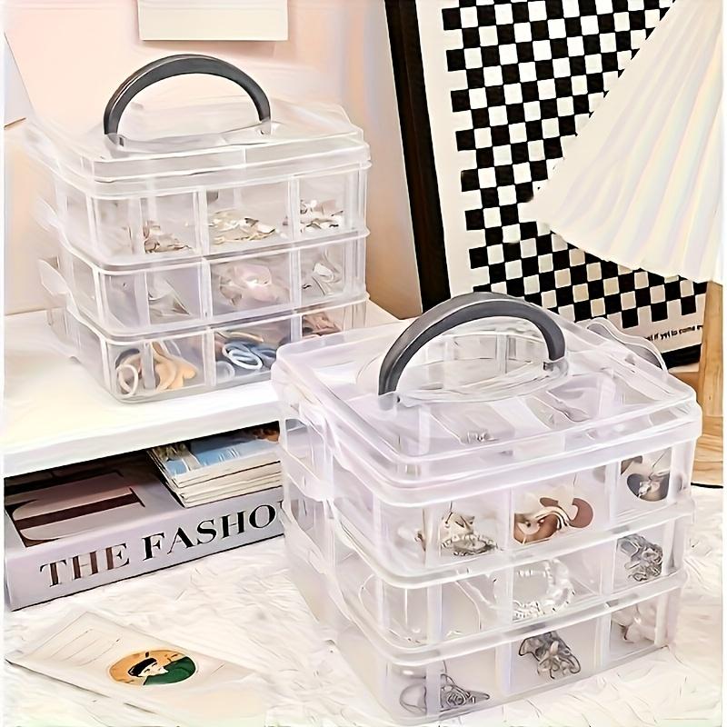 3-Tier Stackable Organizer Box with Compartments - Durable Plastic Storage for Kitchen, Bedroom, Jewelry & Crafts - Snap Design, Versatile Storage Box