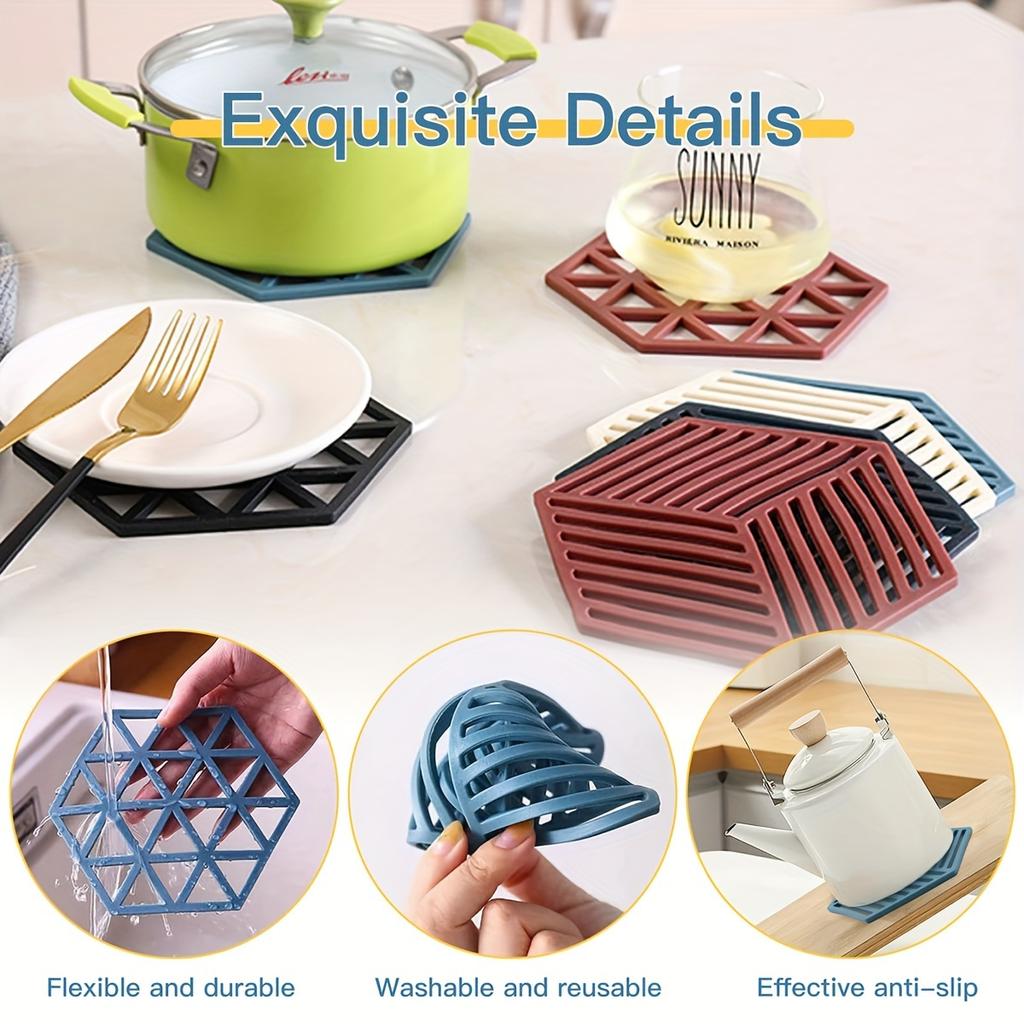10pcs Heat Insulation Coaster High Temperature Resistant Potholder Home Coaster Silicone Bowl Pad Soft Cup Mat Placemat Placemat
