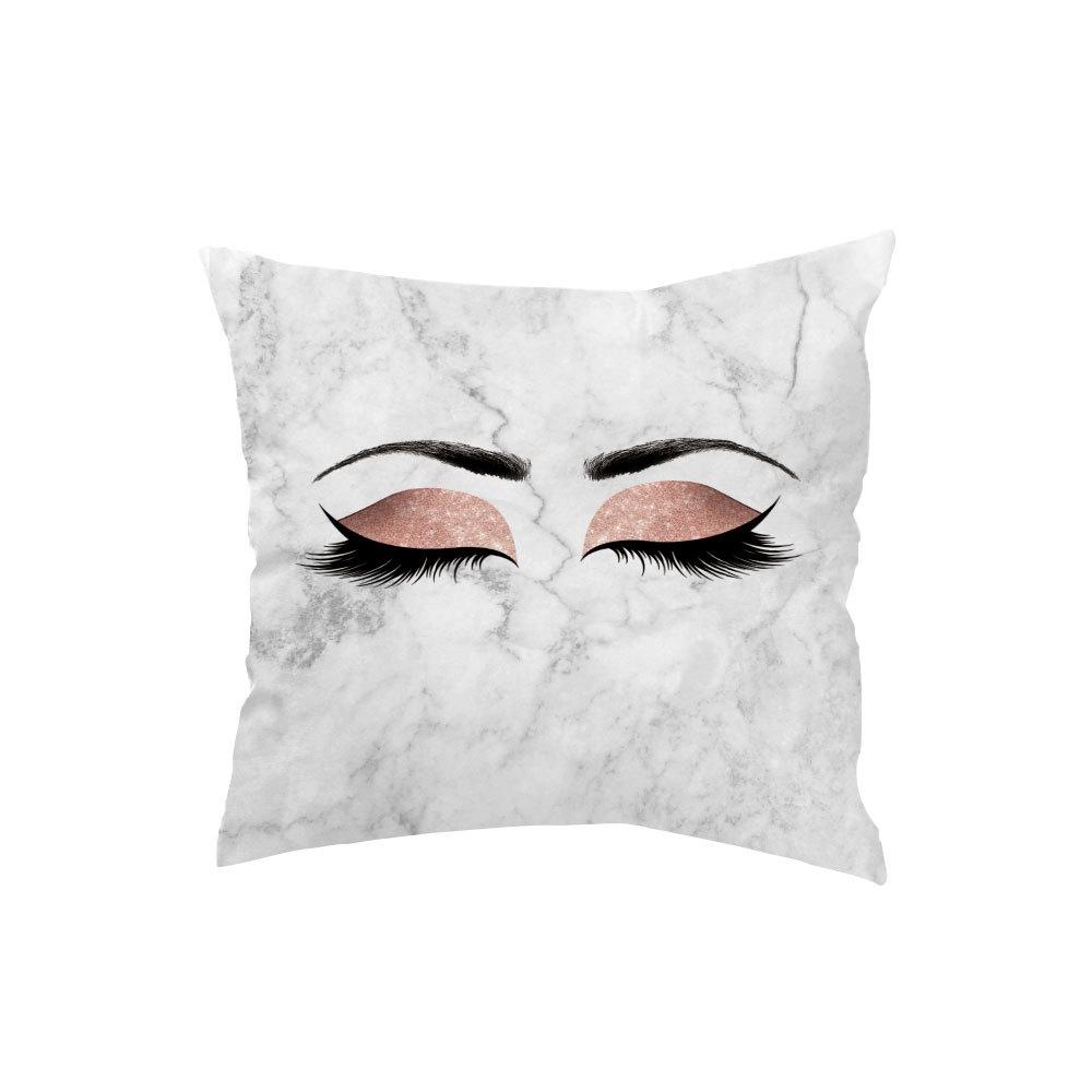 Marble Bright Diamond Eyes Eyelash Pillow Case Sofa Cushion Manicure Decoration Pillow