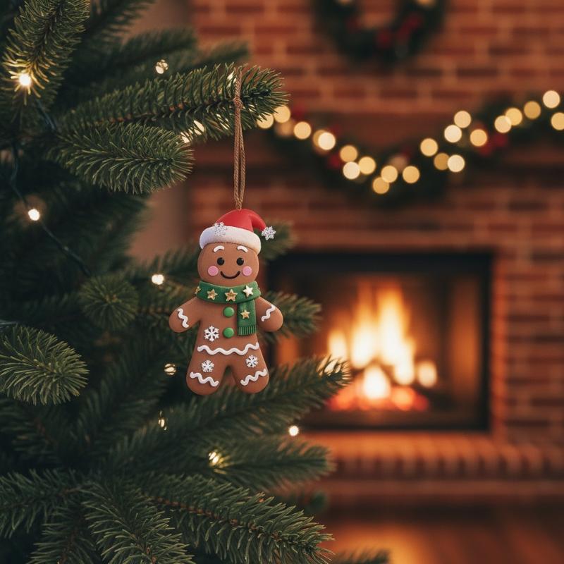 12Pcs Christmas Gingerbread Man Ornaments Xmas Tree Wooden Hanging Pendants New Year Party Home Decoration Kids DIY GIft