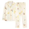 Korean version of simple cartoon moon bear long-sleeved pajamas women's spring and autumn casual cardigan set women's large-size loungewear