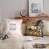 New Hot Stamping Leaf Letter Pillow Case Short Plush Black and White Sofa Bedroom Cushion Pillow