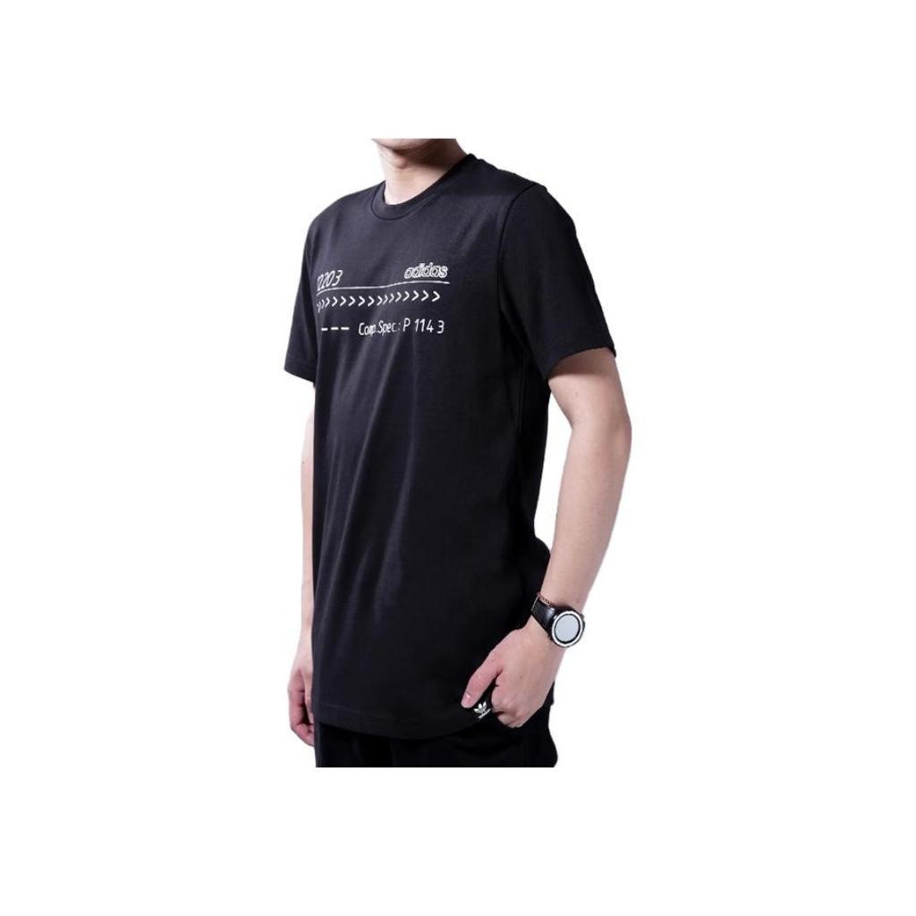 Adidas Originals Logo Print Casual Short Sleeve T-Shirt Men Tops Black CE2256