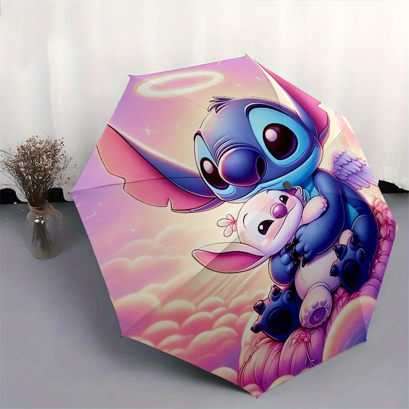 Stitch,Angel Themed Folding Umbrella, the Best Choice for Gift Giving, 8 Ribs, Casual, Durable, Lightweight and Portable Travel Umbrella, Su
