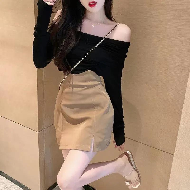 New Spring and Summer Sweet High Waist Slit Hip Short Skirt Short Skirt A-line Skirt Skirt Women