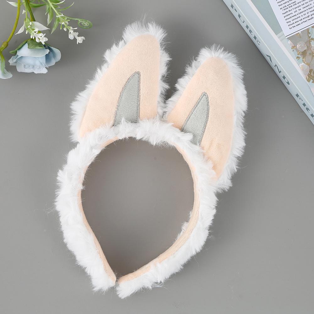 BuBu Elf Ear Plush Headband: Cute Cartoon Wash Face & Outdoor Hair Accessory for Women белый
