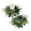 Artificial Wreath Candle Ring Faux Eucalyptus Leaves Spring Greenery Garland Pillar Candle Home Wedding Table Centerpiece Decor