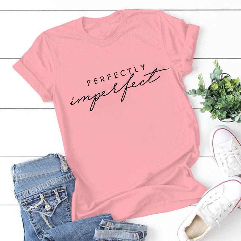 Unisex Unisex Mode Lässig Perfekt Unvollkommen Buchstabendruck Lustig Kurzarm T-Shirt Tops