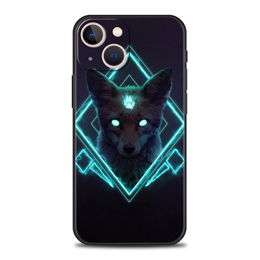 Cute Cartoon Animal Fox Phone Case For iPhone Apple 14 13 12 11 Pro Max Mini 7 8 Plus XR XS X SE 2020 Black Silicone Cover Coque