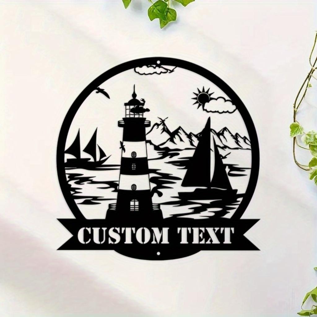 Custom Personalized Lighthouse Metal Sign Nautical Wall Art Indoor Monogram Decor