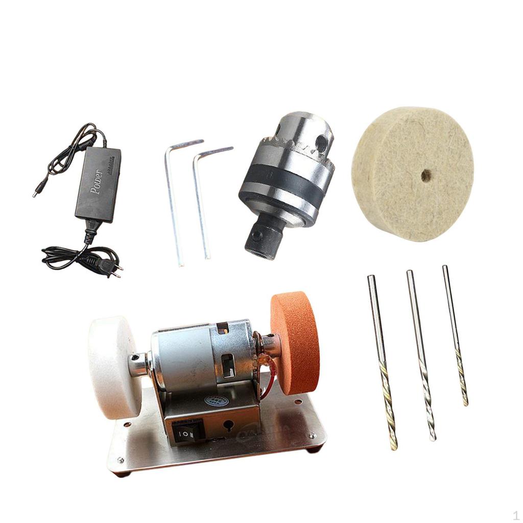 Mini Bench Grinder Grinding Tool 7 Speed Adjustable Crafting Polisher Benchtop Sander for Home