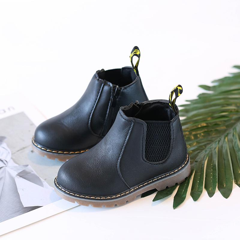 Herbst Kinder Schuhe PU Leder Wasserdichte Leder Stiefel Warme Kinder Schnee Stiefel Mädchen Junge Gummi Stiefel