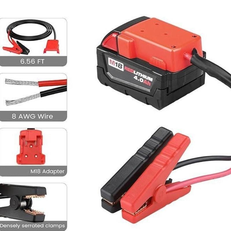 Jumper Cable Clamps for 18V Battery Jumper Starter, Automotive Boosters Cable 8AWG Cable Power Tool Line