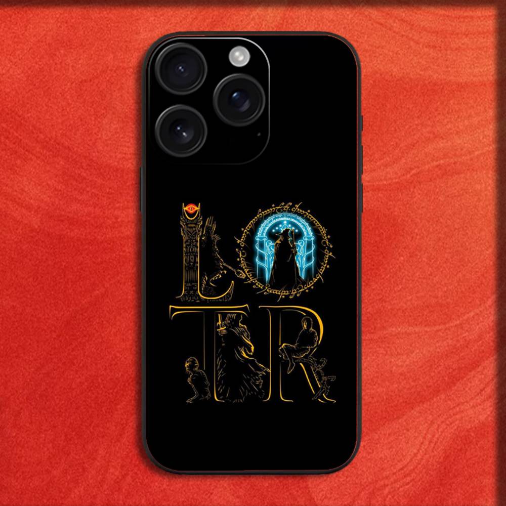 The Lord of the R-Rings Map Phone Case For iPhone 16,15,14,13,12,11,Pro,XS,Max,XR,Plus,E,Mini Black Shockproof Cover