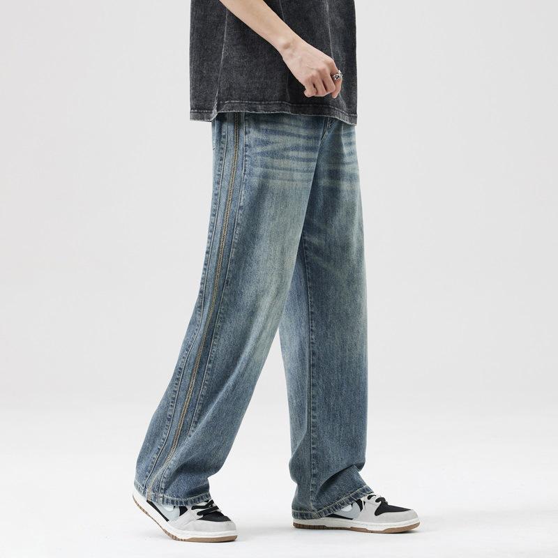 Spring and Summer American Loose Straight High Street Floor Pants Retro Jeans Men