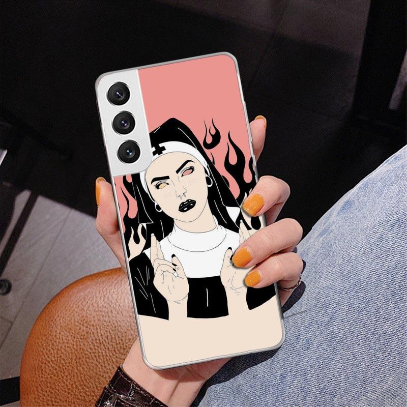 Pink Cat Skull Sorceress Witch Phone Case For Samsung Galaxy S24 S25 Edge S26 Ultra S23 S22 S21 Plus S20 FE + Personalized Print