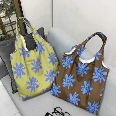 Fashion Flower Women's Canvas Vest Bag Large Capacity College Girls Book Tote Shopping Shoulder Bag Female Travel Handbags Purse