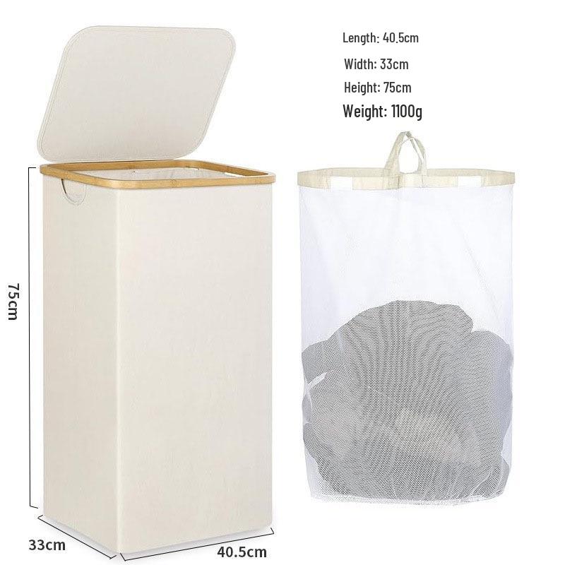 Foldable Laundry Basket with Inner Pocket: Large Capacity Hamper for Bedroom & Bathroom.