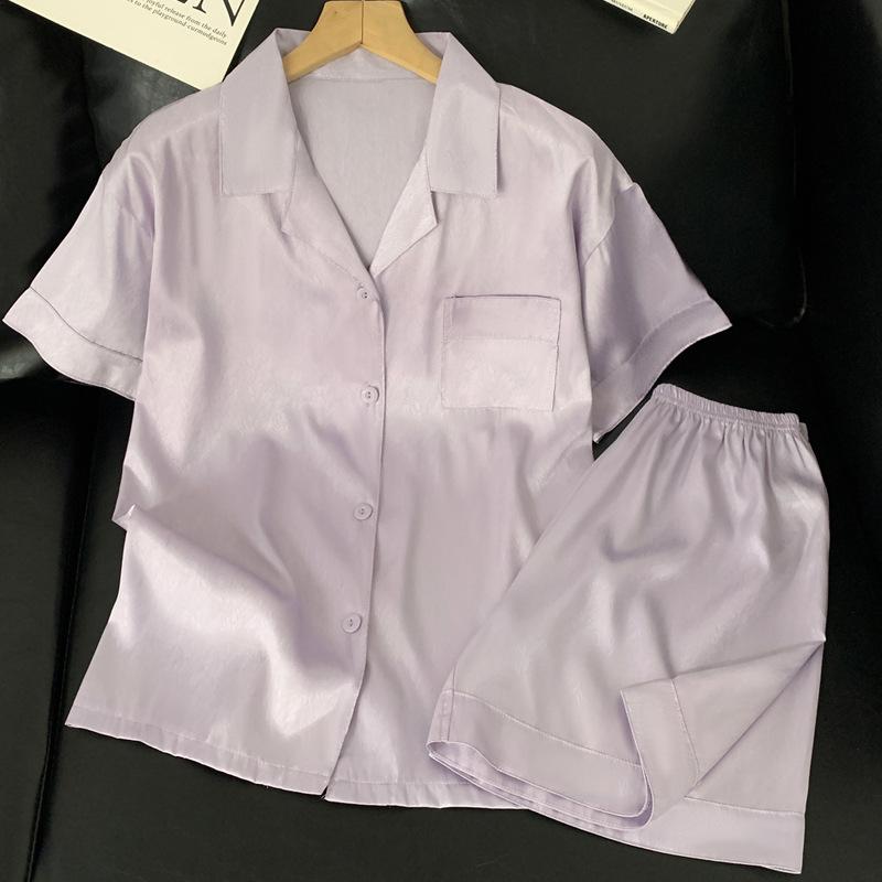 Fashion Solid Color Loungewear Casual Women'S Pajamas Can Be Worn Outside In Summer, Short-Sleeved Shorts Set