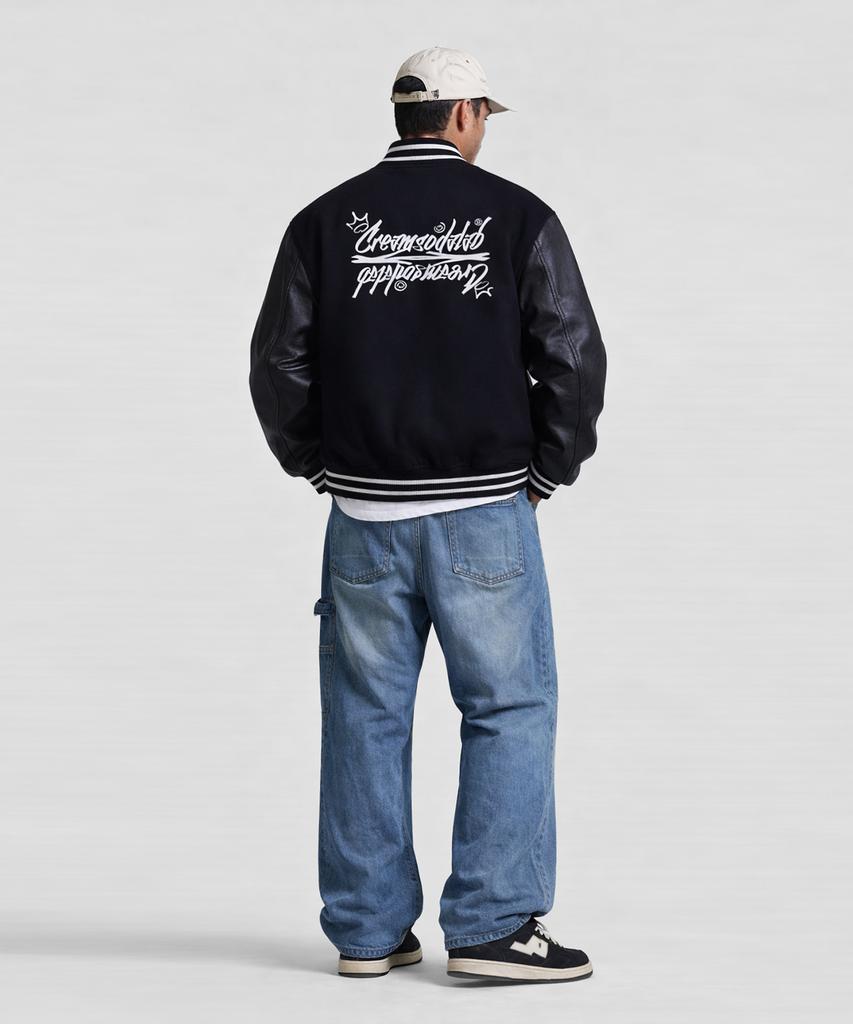 Cream Soda Lab Crsdel Logo Varsity Jacket Black