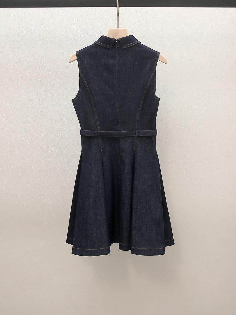 Spring New Arrival Korean Style Lapel Waist-Cinched A-Line Denim Dress for Women