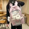 Women's Color Block Backpack Large Capacity School Bag College Cartoon Backpack