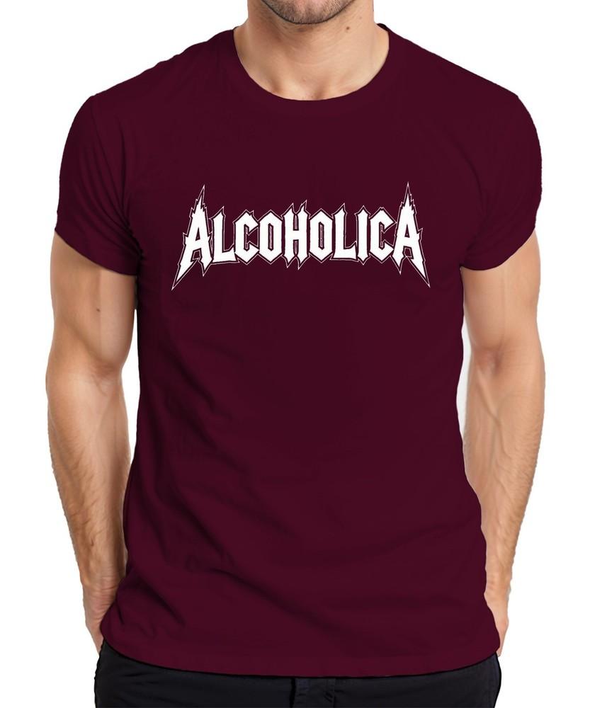 Alcoholica Metal Logo Funny Alcohol Beer Party Gift Vintage Unisexs Tshirt