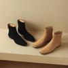 Krazing Pot Sheep Suede Nubuck Autumn Winter Shoes Low Heels Size 43 Modern Boots Square Toe Zipper Retro Ankle Boots