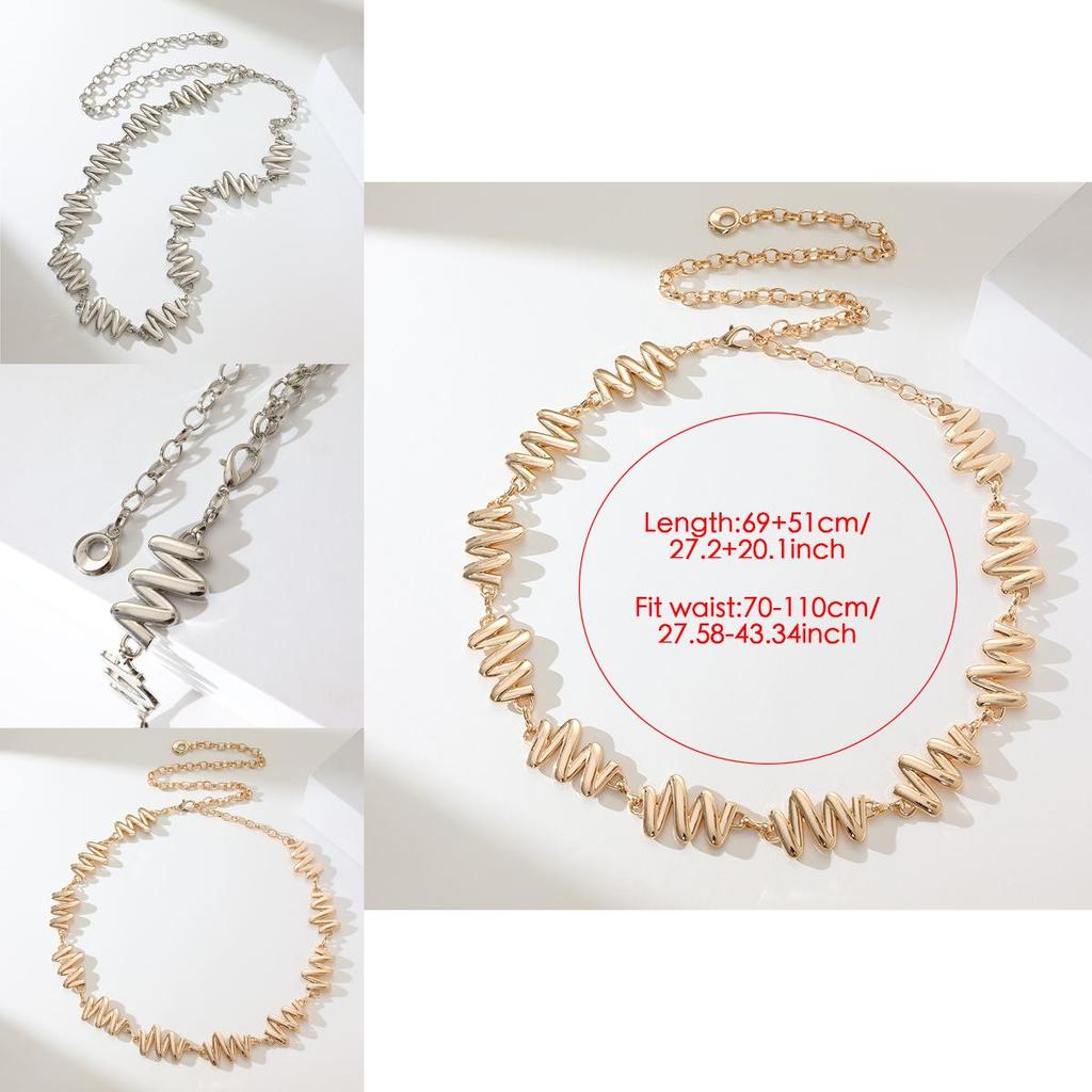 Fashionable Metal Waist Chain For Women With Polished Surface And Ethnic Style