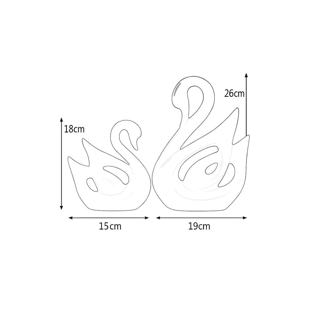 Lucky Swan Couple Piano Finish Ceramic Figures for Home Decor (Set of 2 Pc, Large, Navy Blue & Parrot)