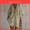 Street Style Mini Dress With Deep V Neck Floral Print For Summer Casual Wear