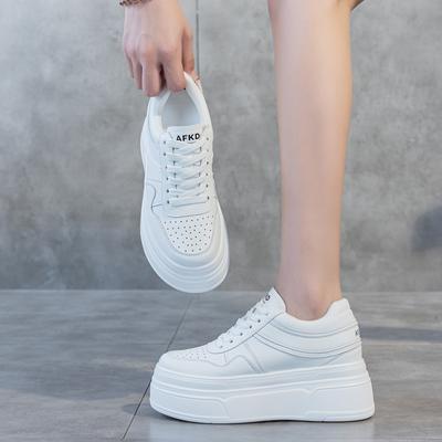 Little White Shoes Women's Spring and Summer New Small Cm Thick-soled Muffin Shoes Leather Inner Height Increase Casual Shoes
