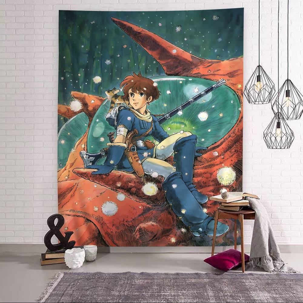 1PC Nausicaa Of The Valley Of The Wind Tapestry Art Printing Japanese Wall Tapestry Anime Wall Hanging Home Decor