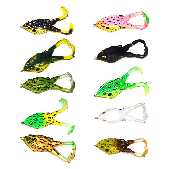Artificial Lure Fishing Bait Realistic Looking Bright Colors 3D Eyes Compact Portable Topwater Frog Bait Fish Gear for Beginners