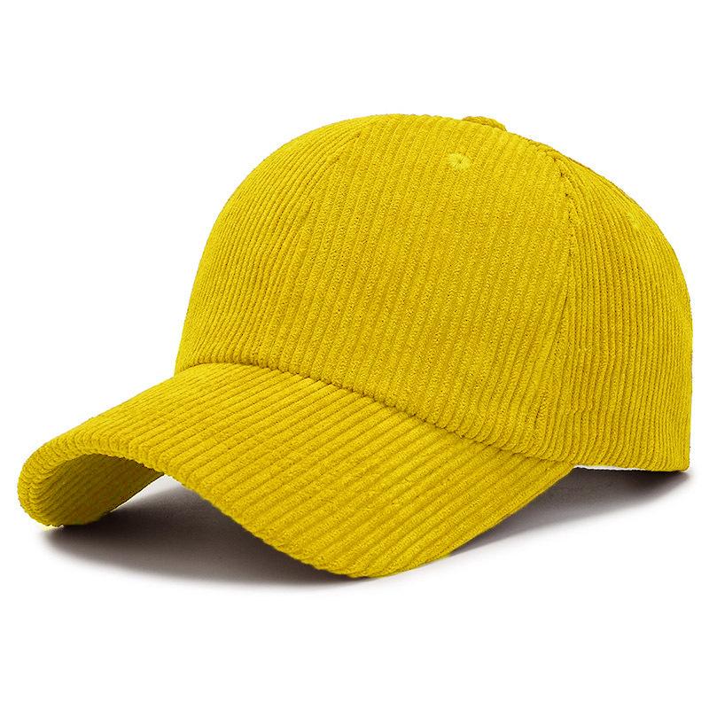 Corduroy baseball cap men's and women's autumn and winter new solid color cap thermal visor fashionable simple hat