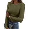 2024 Women's Long-Sleeve Ribbed Crew Neck Slim-Fit T-Shirt