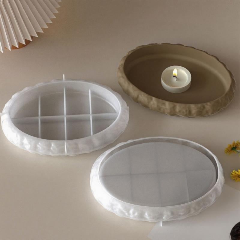 Oval Shape Rock Texture Mirror Surfaces Silicone Mold For Tray Dish Crafting Making Resin Jewelry Organiser Mould