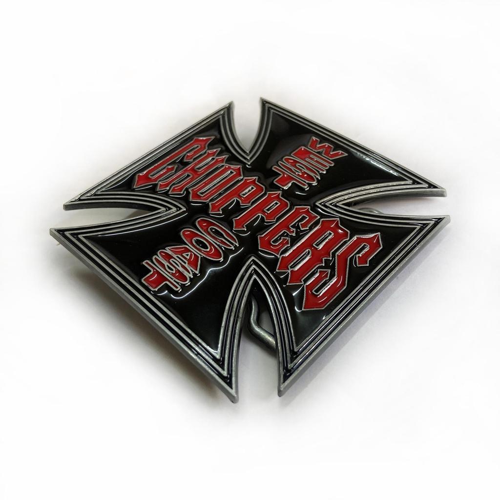 Personalized Cross Emblem Black Leather Belt Buckle